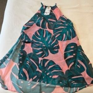 BNWT Show Me Your Mumu Mini Dress Summer Pink Green Leaves Print Women's Size XL